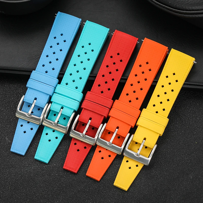 Premium FKM Rubber Watchband 20mm 22mm Fast Release for 62MAS SKX007 Soft Comfortable Flat-end Universal Watch Strap