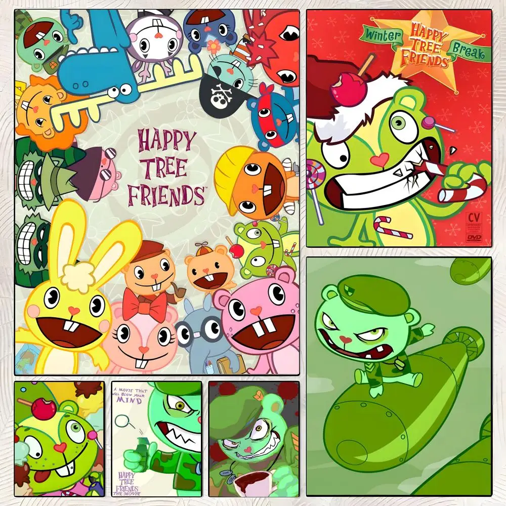 Cartoon H-Happy Tree Friends Anime Poster High-definition  poster stickers, suitable for bedroom, living room, home decoration