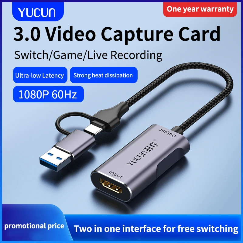 

USB 3.0 Video Capture Card USB/Type-c TO HDMI-compatible Adapter Game Grabber Record ms2130 for Live Switch Xbox PC Cable