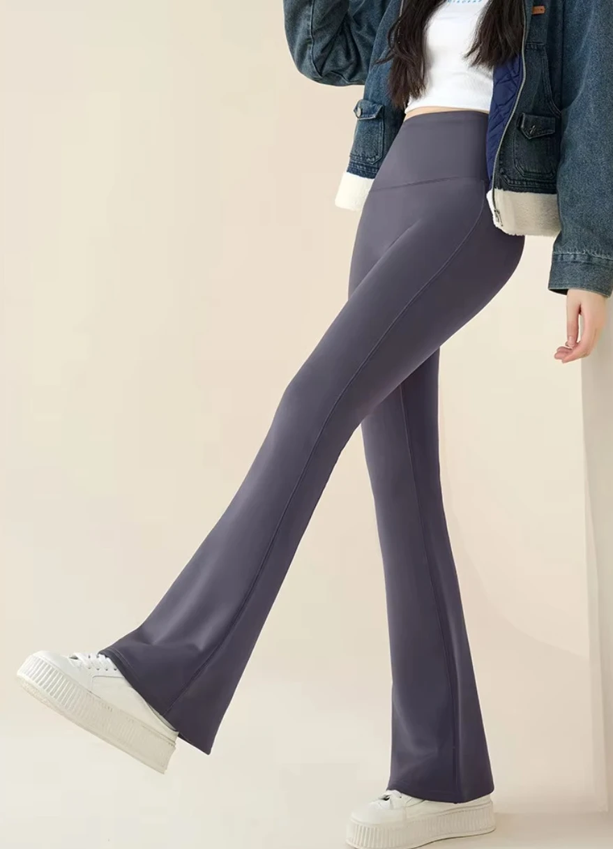 Winter-Leggings mit hoher Taille und ausgestelltem Bein für Damen, mit Fleece-Futter, Bauchkontrolle, Po-Lifting-Effekt, Yoga-Hose, dehnbare Freizeithose, Damenbekleidung – Detail 15