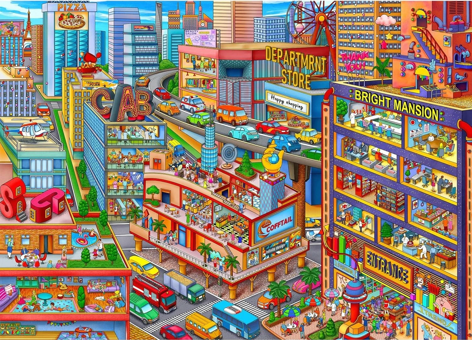 

Cartoon City 120/300/500/1000 Pieces Adult Jigsaw Puzzle Stress Relief Entertainment Toys Landscape Puzzles Christmas Gift