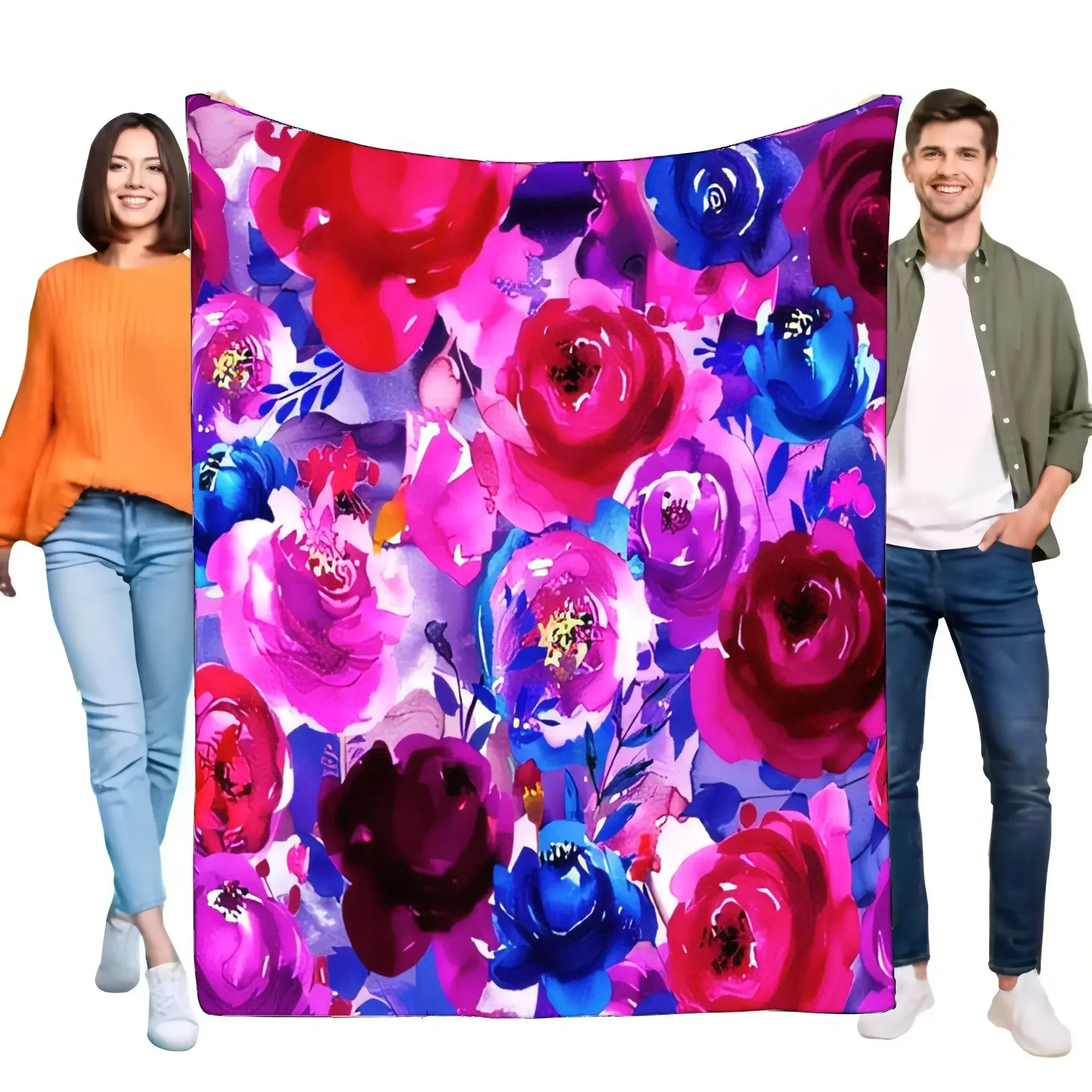 

Vibrant Floral Throw Blanket Soft Cozy Flannel for Sofa Bed Stylish Home Decor Perfect Gift for Friends Family