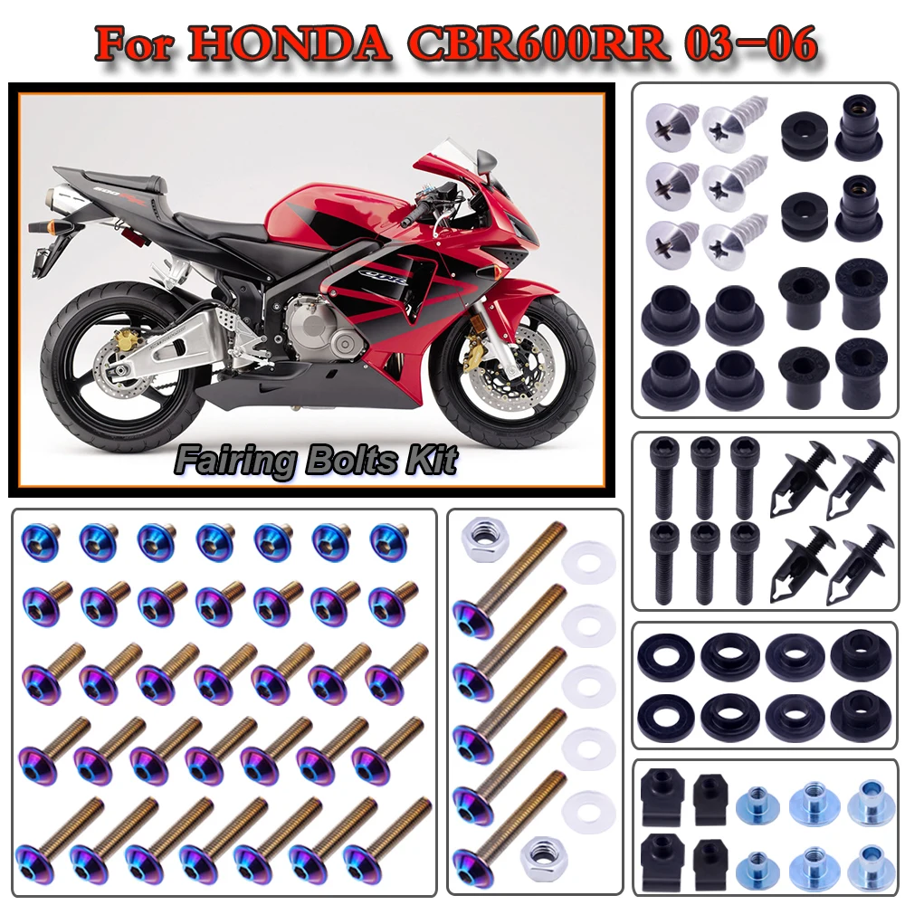 For HONDA CBR600RR 2003 2004 2005 2006 Motorcycle Stainless Complete Bodywork Fairing Bolt Kit Screws Clip