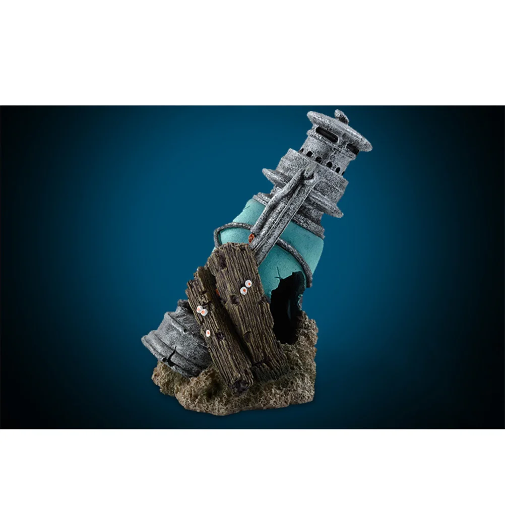 

Resin Craft Vintage Light Fish Tank Habitat Aquarium Decorative Ornament Safe for Fresh Salt Water Environment