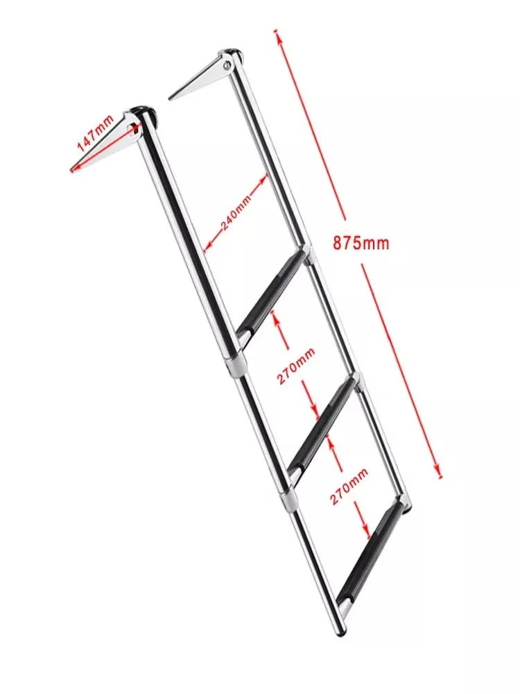 BSET MATEL 3 Steps Boat Stainless Steel 304 Telescoping Folding Ladder Deck Outboard Swim Platform Boat Marine Yacht Accessories