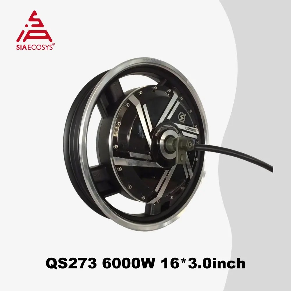 QSMotor 16*3.0inch 6000W QS273 V3 Electric Hub Motor 100kph BLDC in Wheel Dual Shaft for Electric Scooter E-Motorcycle