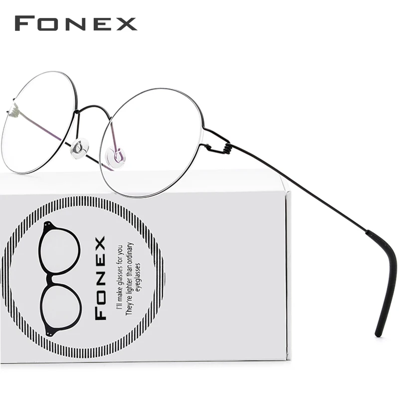 FONEX Screwless Eyeglasses Frame Men Round Glasses Frame Women Morten Denmark Korean Titanium Alloy Eyewear 98607