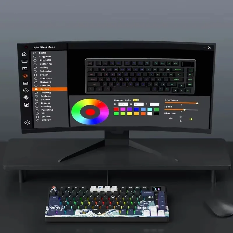 Przewodowa mechaniczna klawiatura do gier z wyświetlaczem OLED Pełna klawiatura z możliwością wymiany podczas pracy Pudding Podświetlana klawiatura RGB do komputera PC Laptop