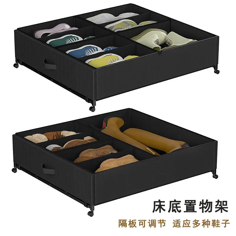 Bed bottom folding baffle shoe rack shoes clothes quilt cover dust storage box
