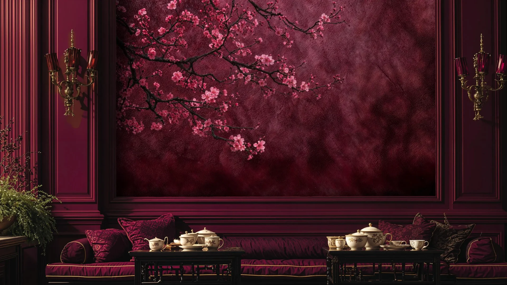 Custom size mural European plum blossom wallpaper burgundy wall background floral 3d wallpaper home decoration wall painting