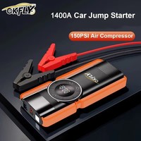 GKFLY 16000mAh Car Jump Starter 4 In 1 Pump Air Compressor 1400A Starting Device Power Bank 12V Digital Tire Inflator 150PSI