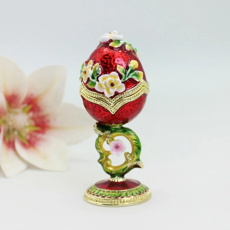 SHINNYGIFTS New Style Flower Egg Trinket Box Russian Faberge Egg Jewelry Gift Box Wedding Favor