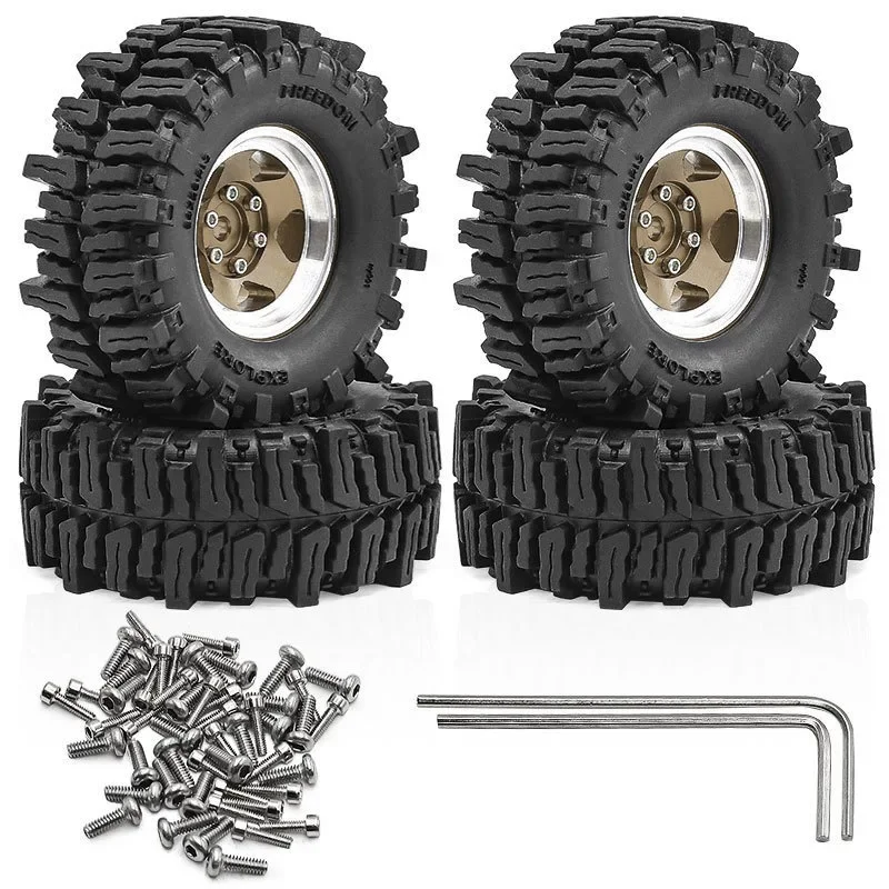 1.3 Beadlock Wheels and Tires for RC Crawler Car 1/18 TRX4M FCX18,1/24 SCX24 FCX24,RC Truck Wheels and Tires