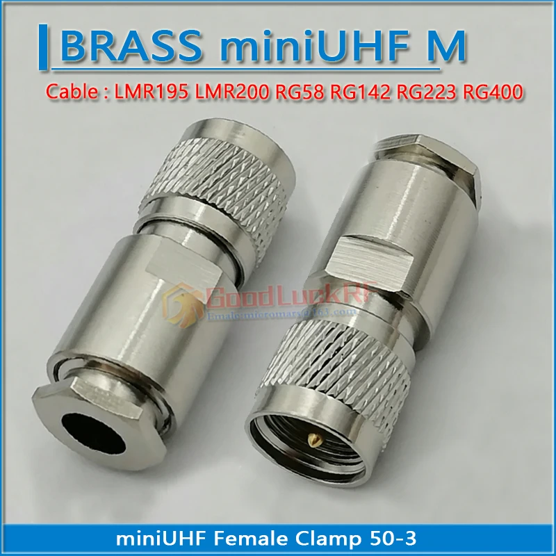 mini UHF miniUHF Male Clamp Solder For RG58 RG142 RG223 RG400 LMR195 50-3 Cable 50ohm Copper RF Connector Adapter