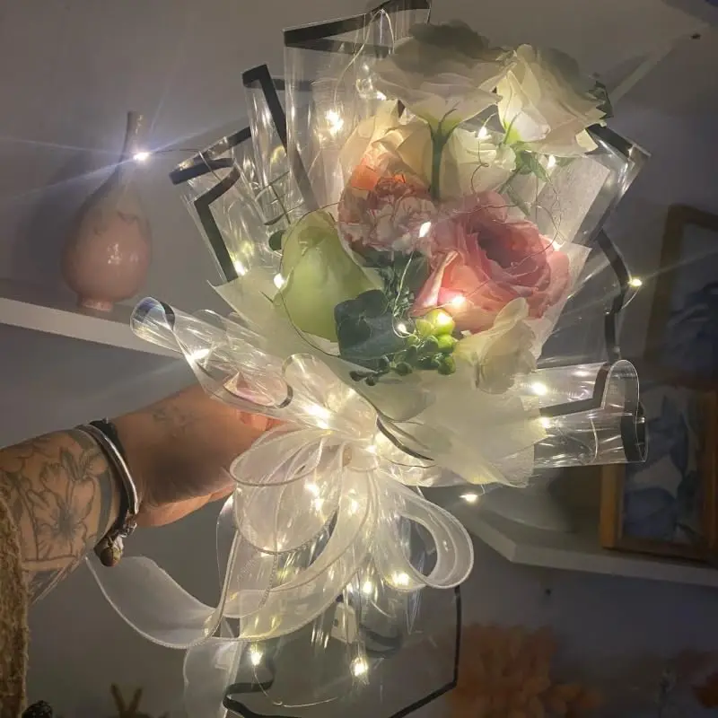 20pcs Transparent Waterproof Wrapping Paper with Colorful Borders Fit Flower Shops Bouquets DIY Crafts & Delicate Gift Packaging