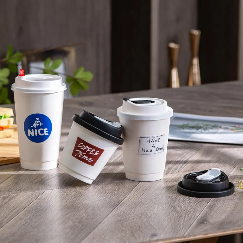 Taza de papel desechable con tapa, producto personalizado, venta al por mayor, Boba Bubble, leche, té, café, Bebidas frías y calientes