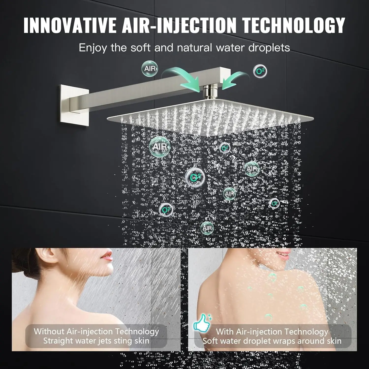 

Shower System with Push Button Diverter, Wall Mounting Luxury 10 Inch Rain Shower Head with Handheld Spray, High Pressure