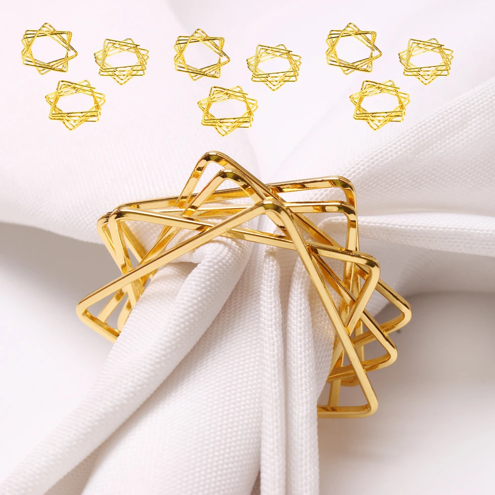 

Christmas Table Decor Polygonal Napkin Rings Five Pointed Star Design Napkin Holders for Holiday Setting