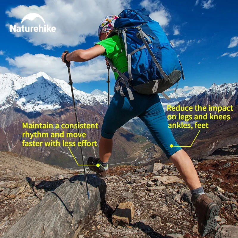 Naturehike Camping Walking Stick 175g Ultralight High Load Full Carbon Fiber Walking Cane 5 Section Folding Outoor Trekking Pole