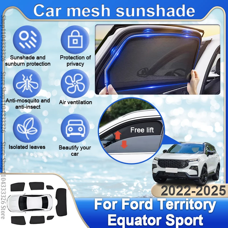

Для Ford Territory Equator Sport 2022 2023 2024 2025 Автомобильная шторка для бокового окна, защита от ультрафиолета, солнцезащитный козырек, лобовое стекло автомобиля, шторка, лето