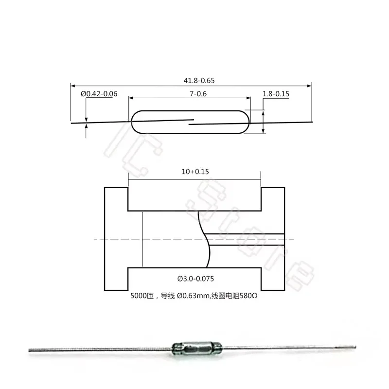 磁気接触誘導センサー,シルバーフィート,リードスイッチ,ノーマルオープン,1.8x7mm,mka07101,5個