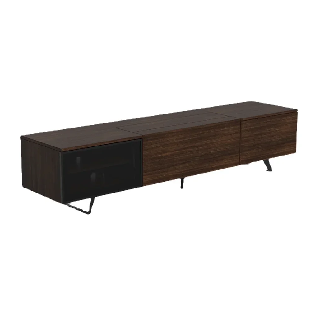 Perfect smart laser TV projection screen integrated cabinet is suitable for all ultra short throw laser projectors walnut color view 5