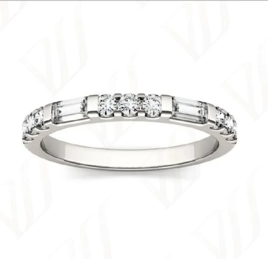 

Provence custom 925 silver plate 18K yellow gold stackable band with lab diamond engagement wedding band