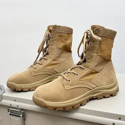 Outdoor Hiking Boots for Men Winter Ankle Boots Men New Canvas Shoes Lace-up Casual Boots Men Cow Suede High-top Tooling Shoes