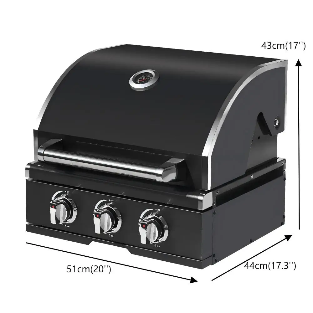3 Burner Outdoor BBQ Grill, 304 Stainless Steel with Black Titanium Coating, All-in-One Easy  Outdoor Kitchen Equipment