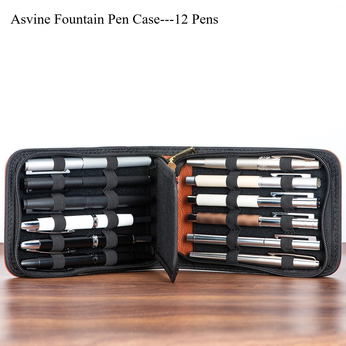 

Asvine 12 Pens Storage Bag PU Canvas Pencil Case Minimalist Waterproof Fountain Pen Case School Stationery Zipper Protection Bag