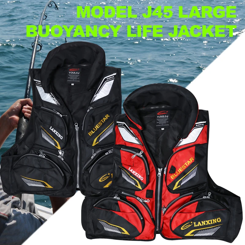 ZYZ Men Rock Fishing Jacket J45 Multi-function Buoyancy Vest Buoyancy Greater than 7.5kg Outdoors Sports Boating Fishing Clothes