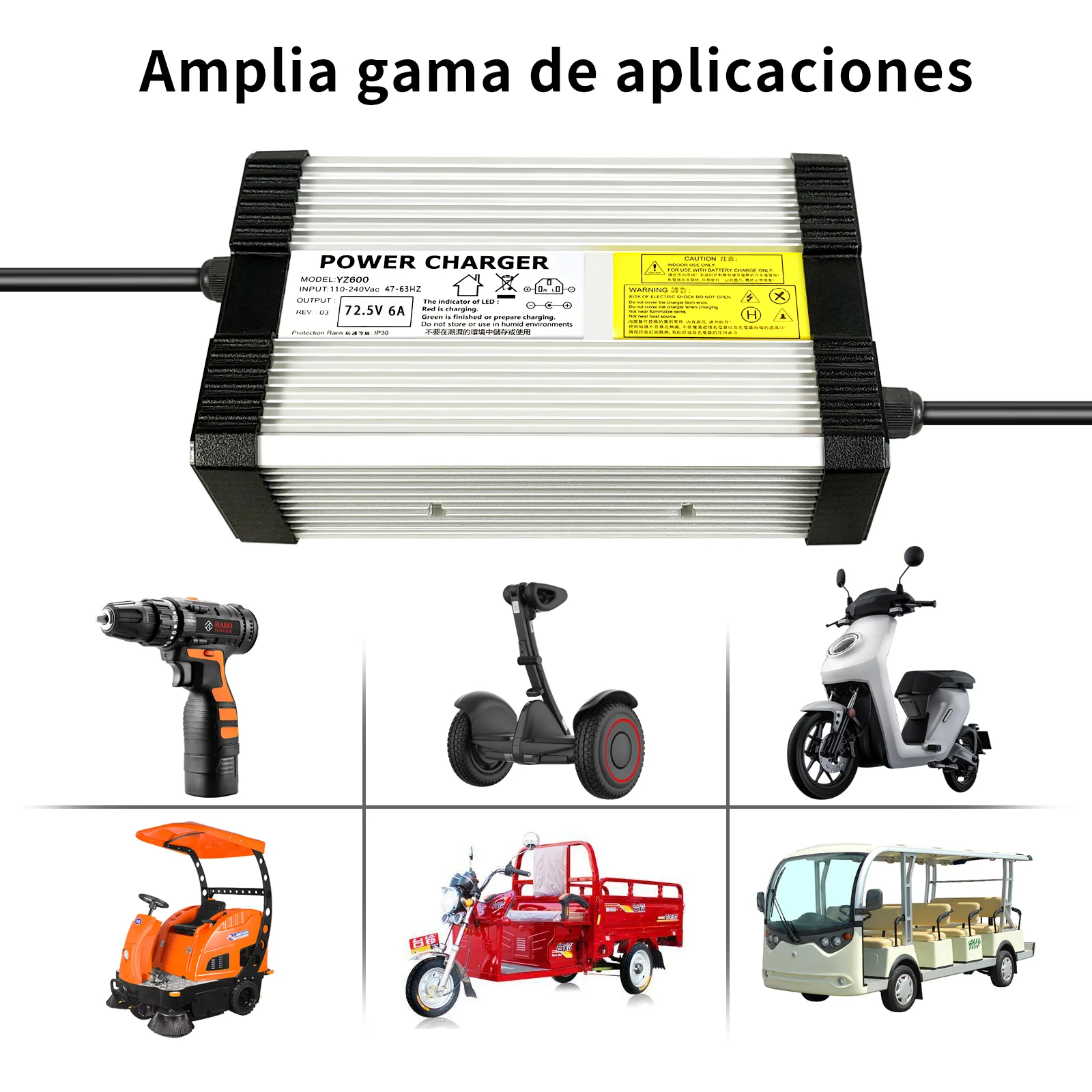 YZPOWER 72.5V 6A  Lithium Battery Charger Fast Charging For 64.8V Universal E-tool High Quality With Cooling Fans with Outplug