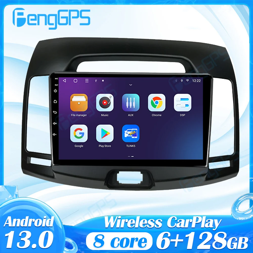 

9 дюймов Android 13 CarPlay для Hyundai Elantra 2006-2010 GPS-навигация мультимедийный Головной блок спортивный стиль сенсорный экран автомобильное радио