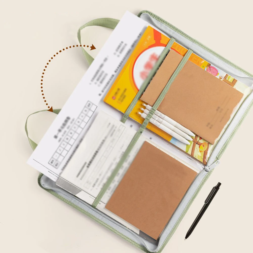 A3/A4 حقيبة تخزين الأدوات المكتبية المحمولة طبقة مزدوجة شبكة سستة حقيبة سعة كبيرة منظم المجلدات حقيبة اللوازم المكتبية المدرسية