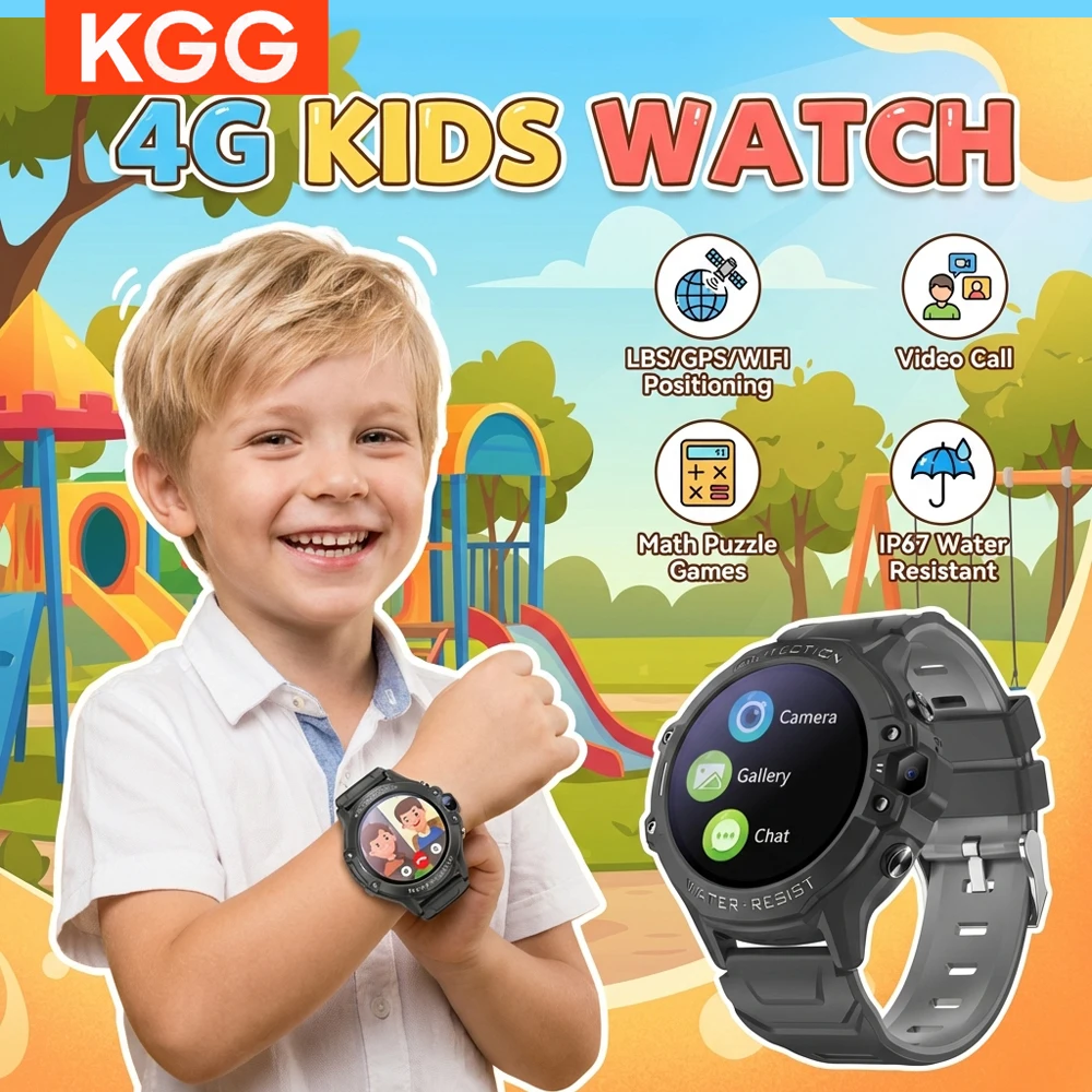 

4G Waterproof Kids Smart Watch HD Video Call GPS WiFi LBS Tracker 1.28" Screen 670mAh Battery Student Smartwatch