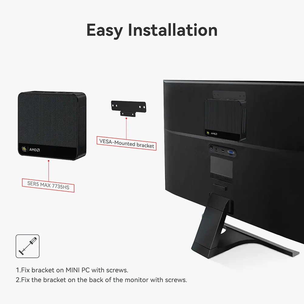 Beelink Mini PC SER 5 SER5 MAX AMD Ryzen R7 7735HS R5 5500U Desktop Gaming Computer WiFi 6 1000M M.2 2280 NVMe SSD 4K 60Hz