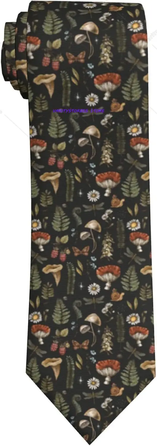 Retro Wild Plant Mushroom Fashion Men'S Novelty Necktie Ties Funny Neckties Fashion Neck Ties Wedding Business Party Gifts