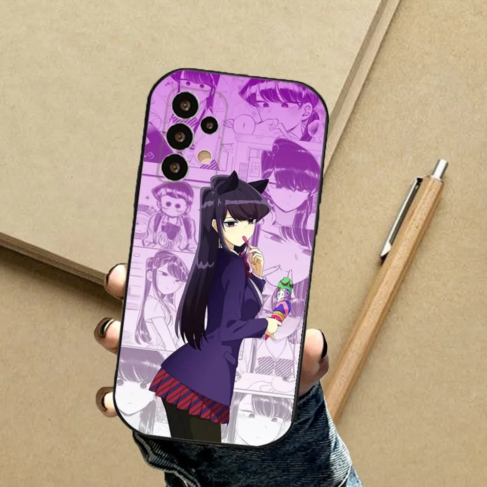 Anime Komi Shouko Cant Communicate Phone Case For Samsung S24,23,23,22,30,21,10,9,Note20 Ultra,Lite,Ultra,5G,Plus,FE,Black Soft