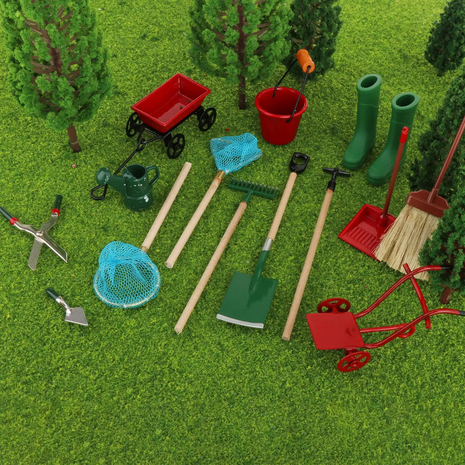 

14Pcs Miniature Fairy Garden Farming Tools, Mini Dollhouse Set DIY Accessory Doll House Accessories Miniature Garden Tools,