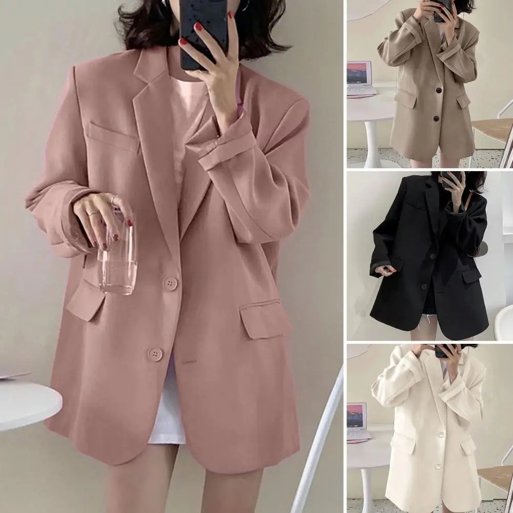 2024 Spring Korean Fashion Small Suit Top Suit Coat Women Loose Straight Tube Temperament Slim Loose Lapel Blazer Jacket Outwear