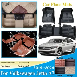 For Volkswagen VW Jetta A7 2019~2024 LHD Vento MK7 Car Floor Mat Leather Panel Liner Carpet Custom Foot Part Interior Accesories