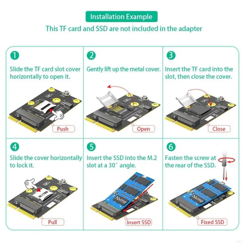 Mini PCIE to M.2 M Adapter Card with TF Card Slot 2230 2242 M.2 Converter for Laptop Accessories 83CF