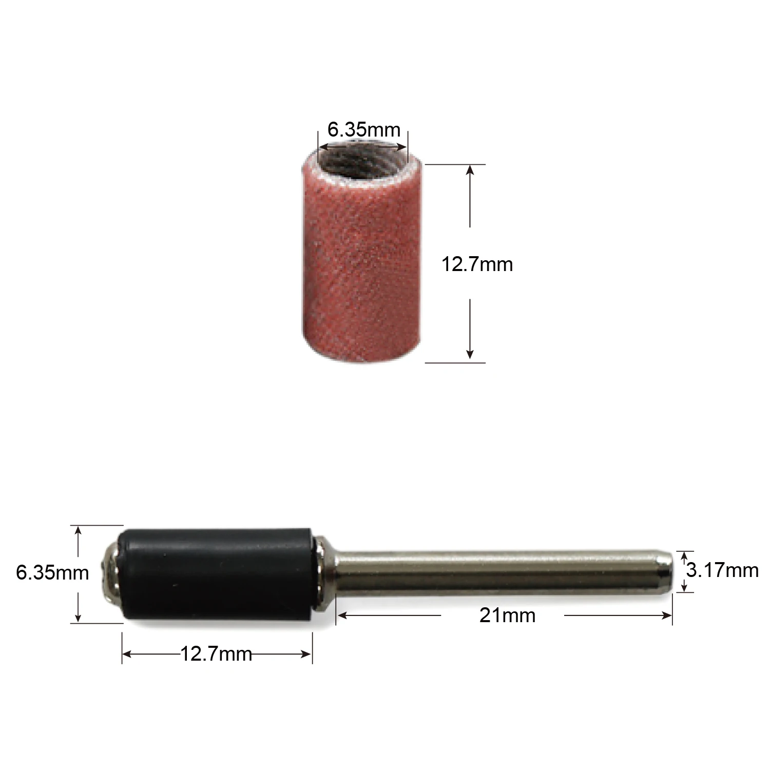 103 Stück 200er Schleif trommel satz 600mm Schleif bänder mit 6,35mm/2,35mm Schleif dorn für Dremel-Dreh werkzeuge