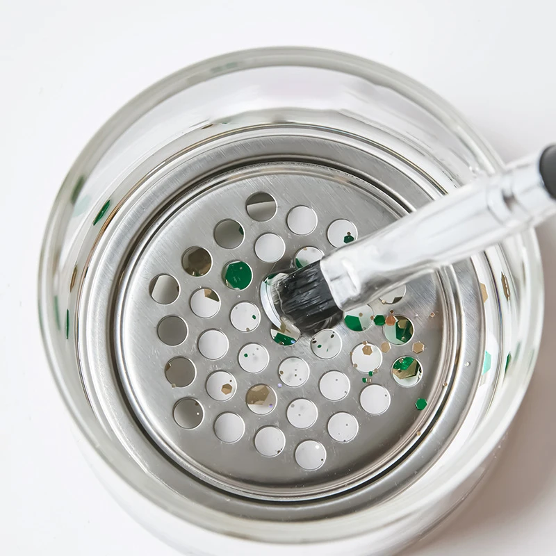 【WHB43】Pó de vidro de cristal Caneta de lavagem líquida Copo de unhas Copo de cristal líquido Ferramentas para unhas com tampa de aço inoxidável