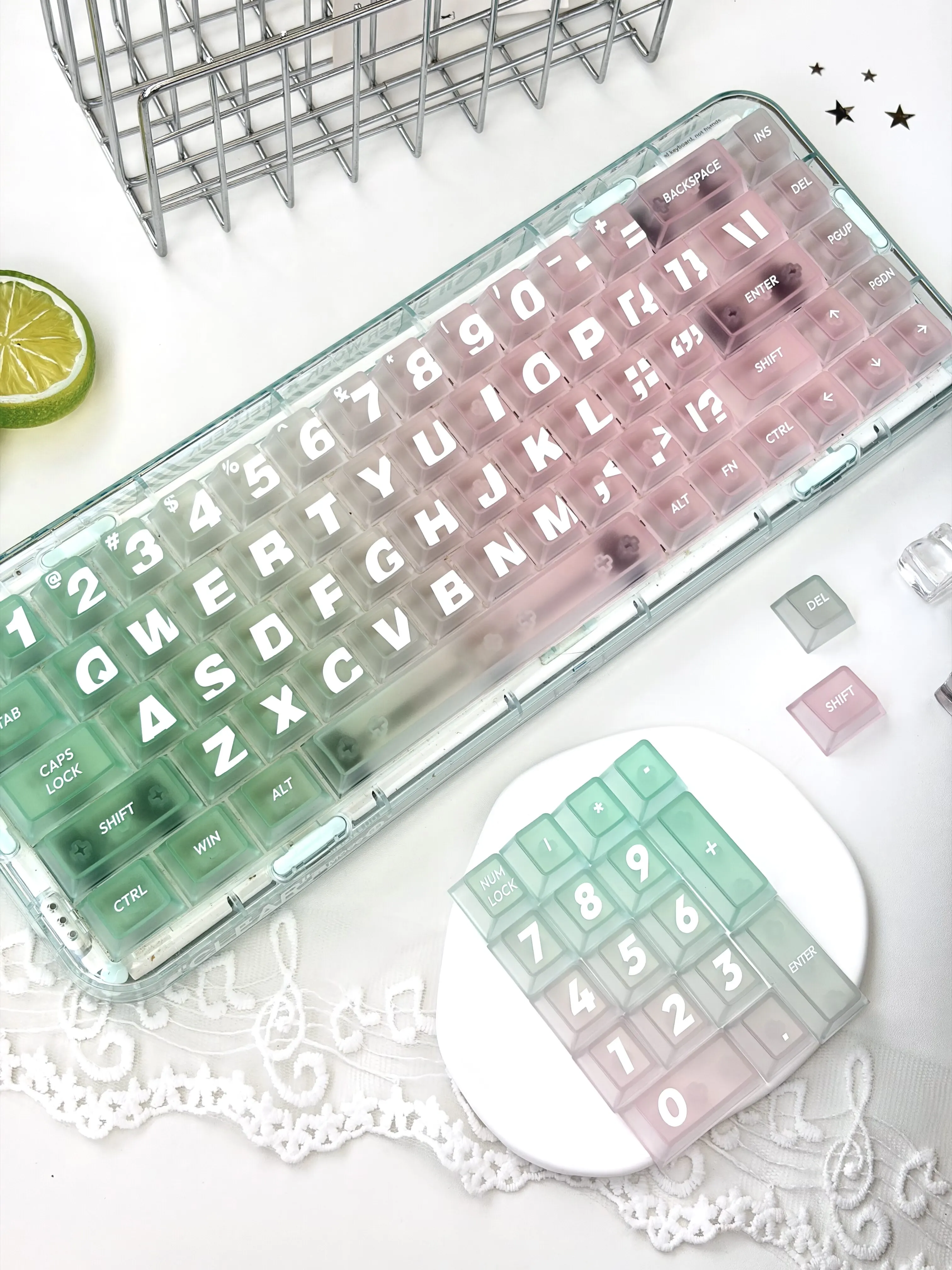 119 key original factory height fog transparent keycap compatible with mechanical/magnetic axis keyboard keycaps 61 67 81 87 98