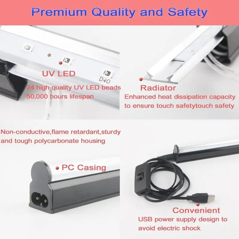 6W USB UV Light Blacklight Bar for Body Painting Blacklights Tapestry Poster Glow Party T5 Tube UV Strip Lights for Cabinet image 2