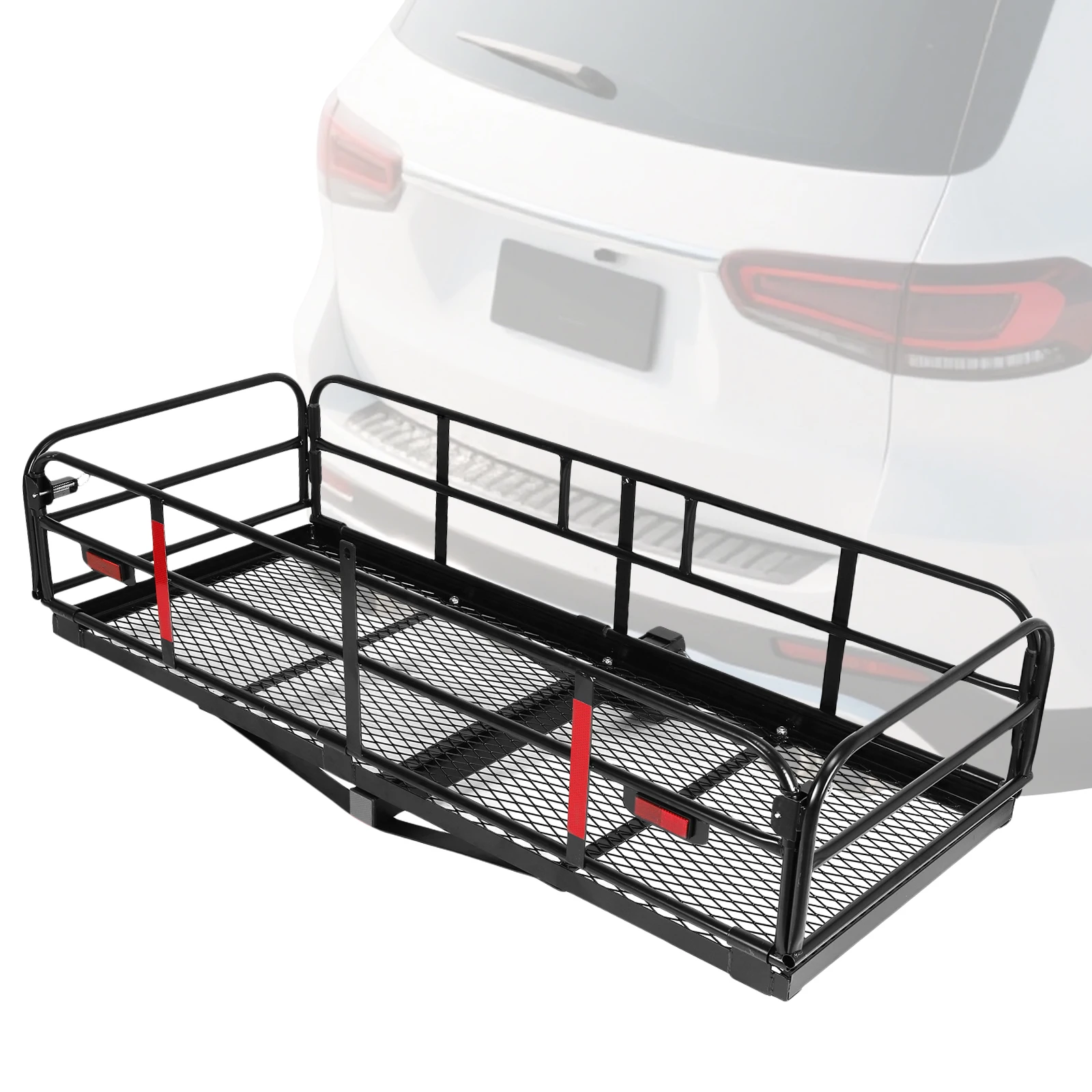

Car Trailer Hitch Rack 500 LBS Capacity Fits 2inch Receiver 60x24x14in with Hitch Stabilizer for Car SUV Camping Traveling