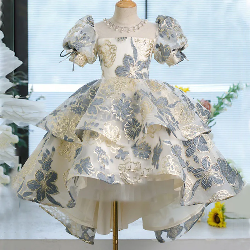 

Children's wear Pearl Flowers princess dress luxury 2-12yrs Baby girl dress kids Dress for girls' Tailed gown Birthday Dress