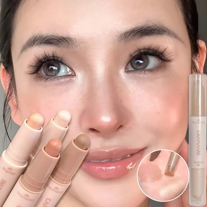 Dual-Use Contour Stick Moisturizing Matte Concealer Smooth Lasting Nose Shadow Waterproof Face Highlight Brighten Contour Makeup