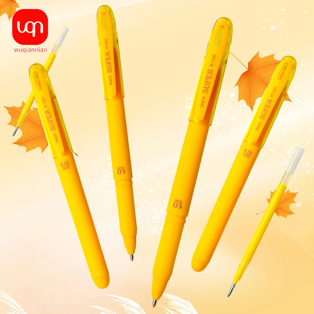 

WQN-4/8/12PCS High-Capacity Frosted Gel Pen Smooth Writing Yellow Ink 1.0mm Tip Student Signature Pen School Office Supplies